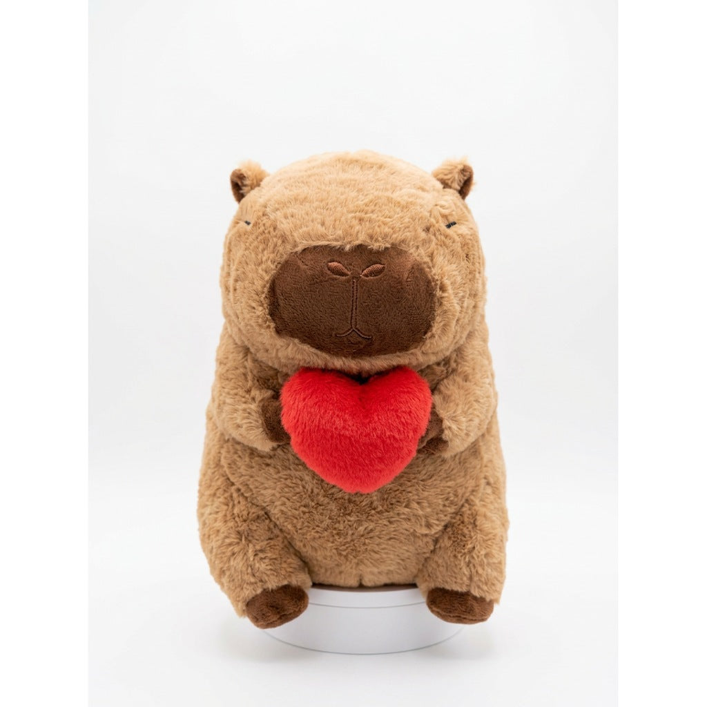 Peluche Capybara Coeur | 35 cm — Fond blanc studio – Peluchou