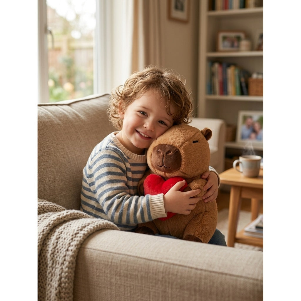 Peluche Capybara Coeur | 35 cm — Enfant câlin – Peluchou