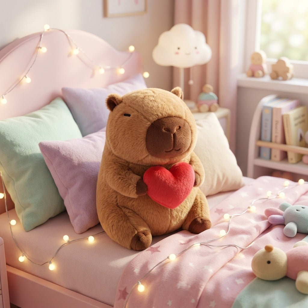 Peluche Capybara Coeur | 35 cm — Chambre cosy – Peluchou