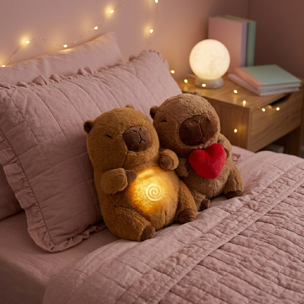 Pack Duo Capybara Respirant & Capybara Cœur – Peluchou
