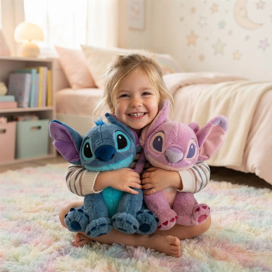 Enfant avec peluche Disney Stitch - Peluchou