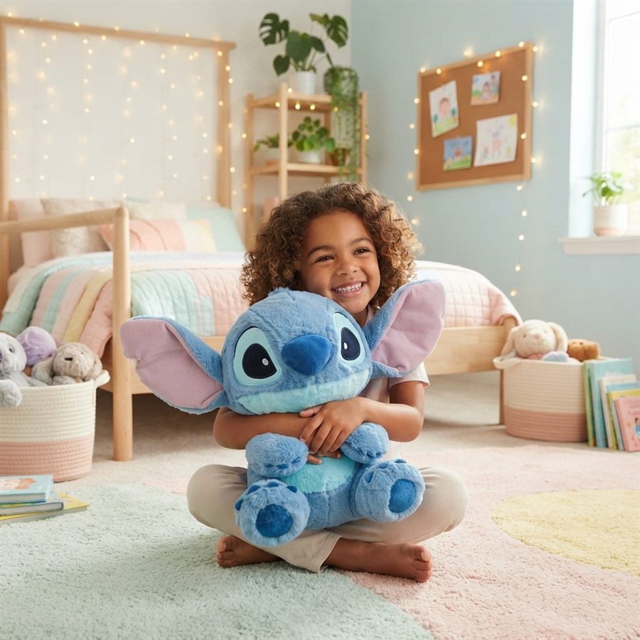 Petit garcon avec sa peluche Stitch - Peluchou