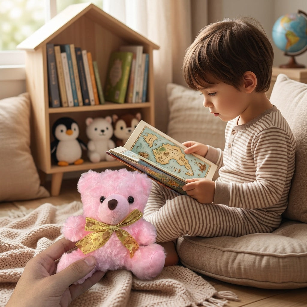 Ours Nœud Doré 20cm – Peluchou